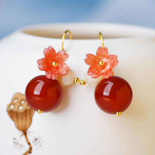 JGL-03220265红色喜庆耳环新娘耳饰婚庆用品厂家简约日常耳饰小可爱学生女 商品图0