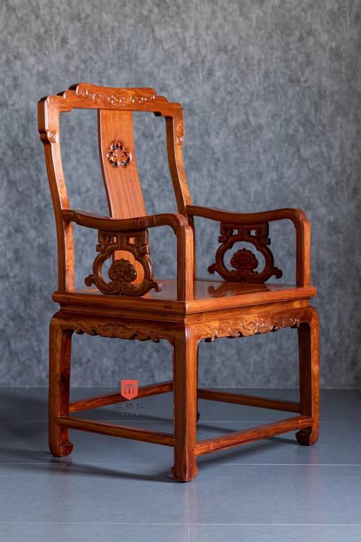红桥红  家具严选  缅甸花梨（大果紫檀）【如意缠枝纹 扶手椅】 商品图2