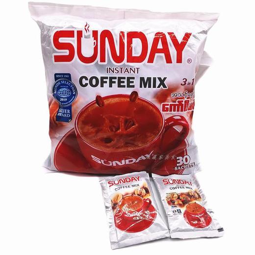 缅甸星期天咖啡 sunday原味特浓袋装 速溶三合一咖啡粉进口 商品图1
