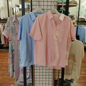 女波点短衬衣