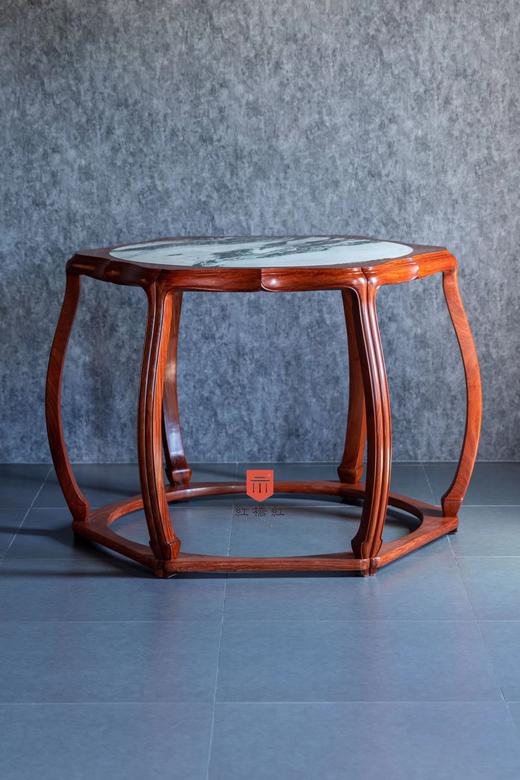 红桥红  家具严选  缅甸花梨（大果紫檀）【石面 海棠桌 七件套】 商品图2
