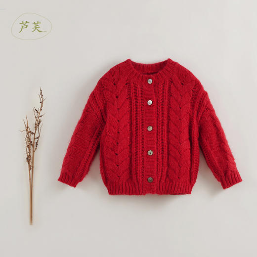 【马克珍妮 芦芙】秋装新款 女童柔软羊毛厚款针织开衫221650 商品图3