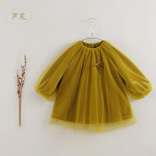 【马克珍妮 芦芙】秋装新款 女童丝绒复古网纱连衣裙221363 商品图3