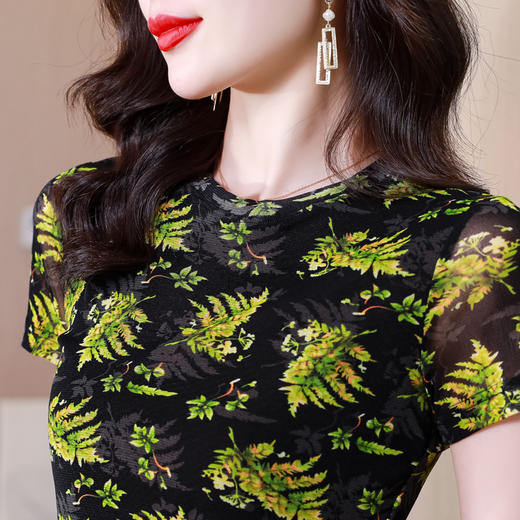 KQL 654T1179时尚短袖上衣遮肉舒适透气洋气小衫 商品图2