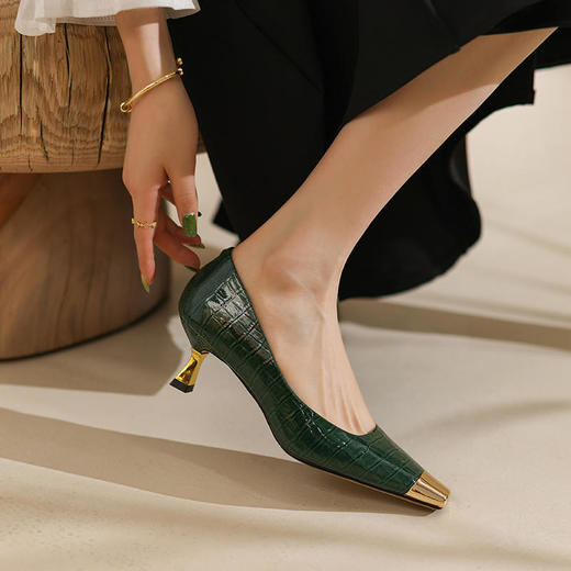 气质金属头方头，浅口中跟单鞋 DB-M5226 商品图4