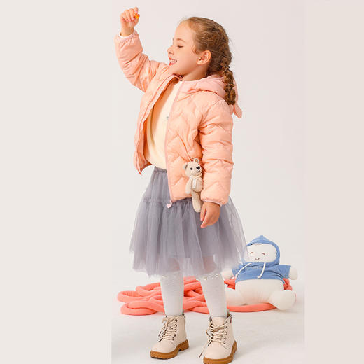 棉果果商场同款秋季新款女童保暖连帽轻羽绒外套M322102922537 商品图4