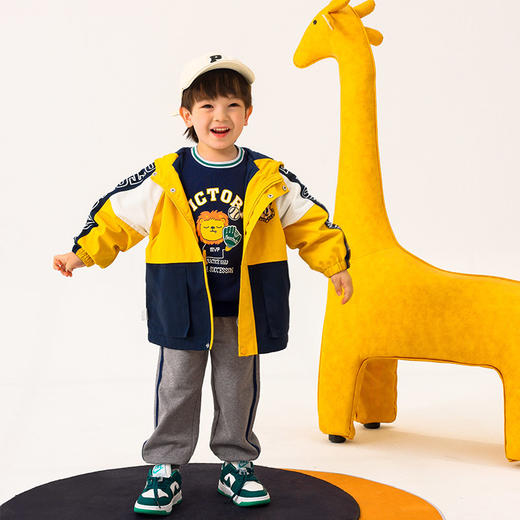 商场同款棉果果秋季新款男童科技面料防风抗粘湿连帽帅气时尚冲锋衣外套M312130322512 商品图1