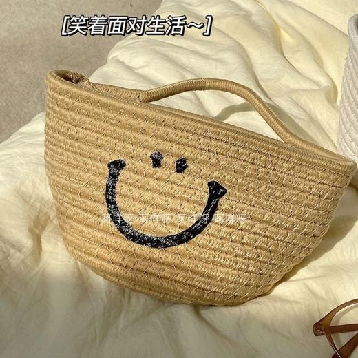 卡通笑脸桌面收纳盒钥匙化妆品办公室棉麻玄关收纳盒杂物零食筐 商品图3