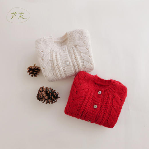 【马克珍妮 芦芙】秋装新款 女童柔软羊毛厚款针织开衫221650 商品图1