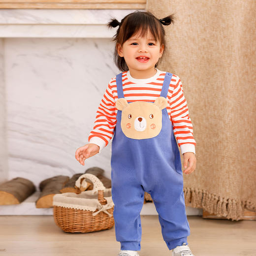 商场同款棉果果秋季新款男女童可爱舒适假两件连体衣爬服外穿M322722222483 商品图0