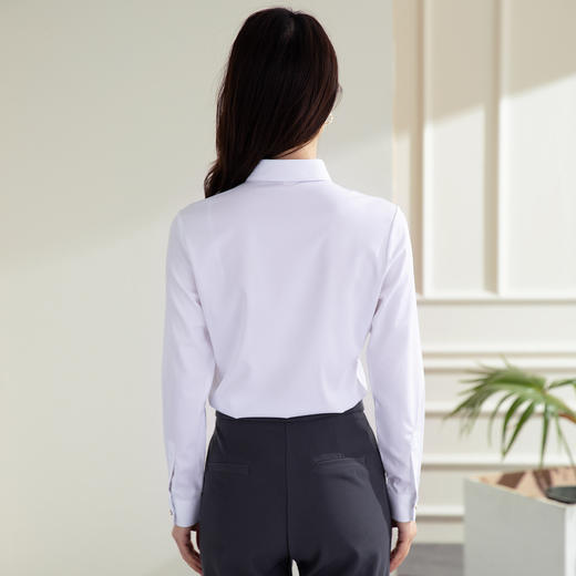 【防水防油防污】罗蒙女士衬衫纯色百搭商务通勤气质OL三防长袖衬衣 商品图5