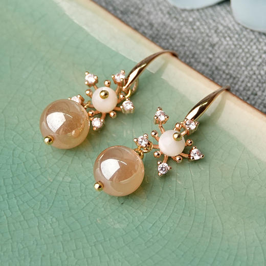 JGL-03220288镀金珍珠耳环复古贝壳耳饰气质汉服旗袍配饰送女友礼物 商品图3