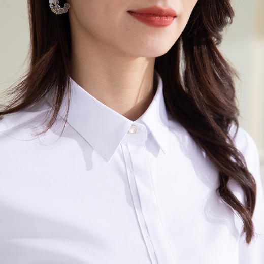 【防水防油防污】罗蒙女士衬衫纯色百搭商务通勤气质OL三防长袖衬衣 商品图6