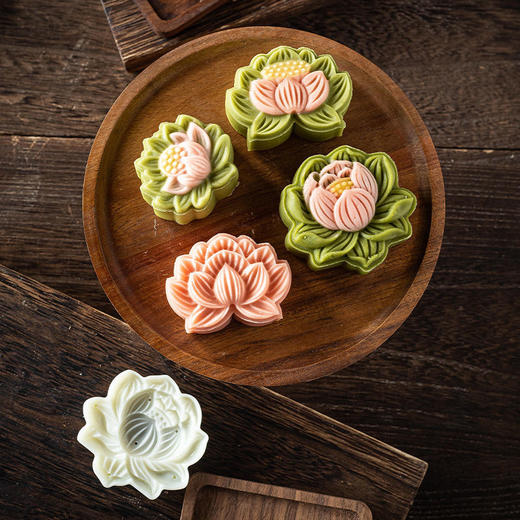 莲花月饼模具 绿豆糕冰皮月饼糕点点心家用烘焙手压式压花工具 商品图1