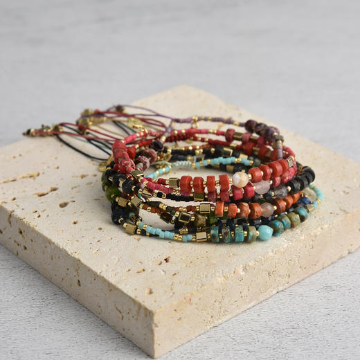 【VK系列 / 帝王石系列】VIKIKO日本 天然石 / 天然粉晶 细手链绳编织珠串 15cm-25cm 商品图0