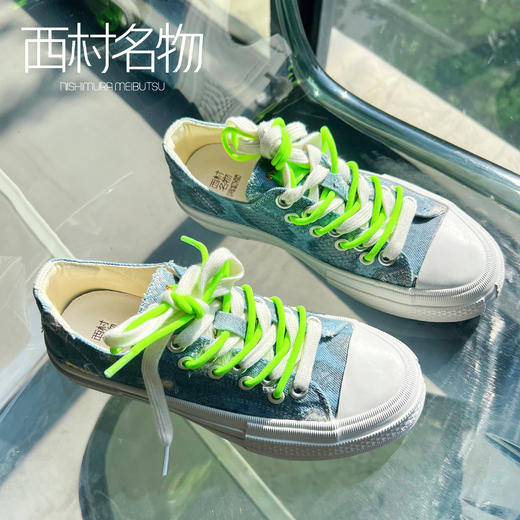西村名物2022年初秋新款厚底圆头休闲板鞋帆布鞋10691 商品图2