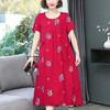 特大码300斤棉绸连衣裙女中长款加肥加大200斤胖妈妈装裙子HS-083 商品缩略图6
