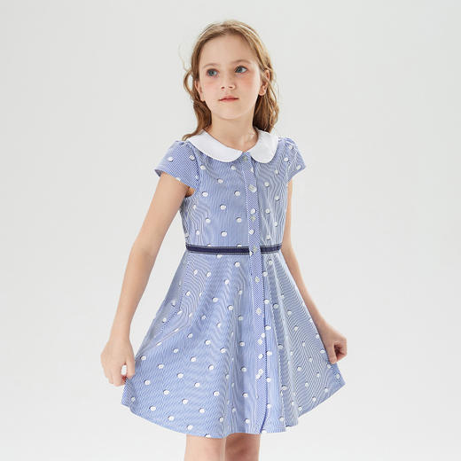 mettekids儿童裙子2022夏季新款童装洋气时髦潮娃娃领女童连衣裙 商品图2