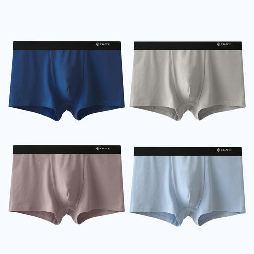 洁丽雅内裤4条/2条装男士透气四角纯棉内裤吸汗宽松青年运动短裤男士内裤 商品图1