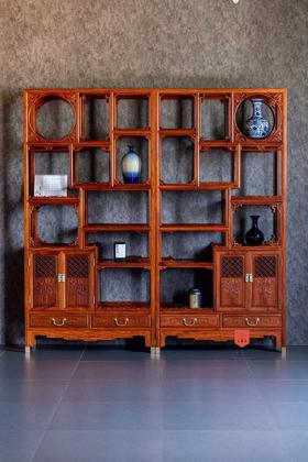 红桥红  家具严选  缅甸花梨（大果紫檀）  【200福庆有余博古架】