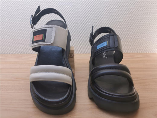 2022豪行夏季新款正品女鞋真皮休闲舒适百搭厚底女凉鞋22251819 商品图4