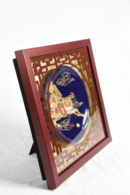 中华老字号马踏祥云盘挂件（8英寸蓝釉）送礼必备 商品图2