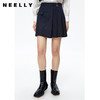 NEELLY纳俪高腰A字条纹百褶半身裙时尚学院风百搭垂感遮肉短裙女N22081E01058 商品缩略图0