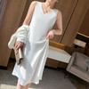 QHJY-JY2292夏装缎面吊带裙女式时尚连衣裙前后V领内搭外穿中长款背心裙 商品缩略图6