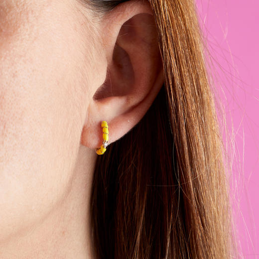 订购10周到｜Yvonne Leon-Les Torsades-9K黄金 珐琅 钻石 麻花 耳环（黄色）［法国设计师］ 商品图1