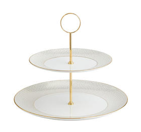 【团购展示】WEDGWOOD玮致活 金色几何双层点心盘