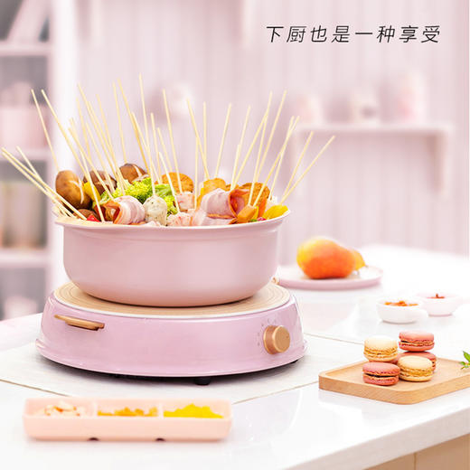 日本爱丽思 电磁炉火锅 家用陶瓷电热小火锅 电煮锅 不粘锅套装IHL-R14C 商品图1