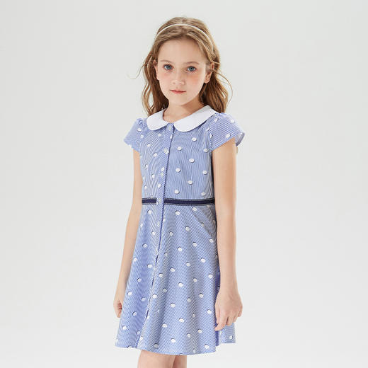 mettekids儿童裙子2022夏季新款童装洋气时髦潮娃娃领女童连衣裙 商品图3