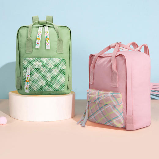 方块形状书包儿童书包女性休闲学生上学背包 商品图2