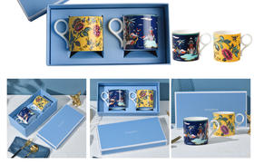 【团购展示】WEDGWOOD玮致活 漫游美境黄色绮想+蓝塔物语马克杯对杯礼盒