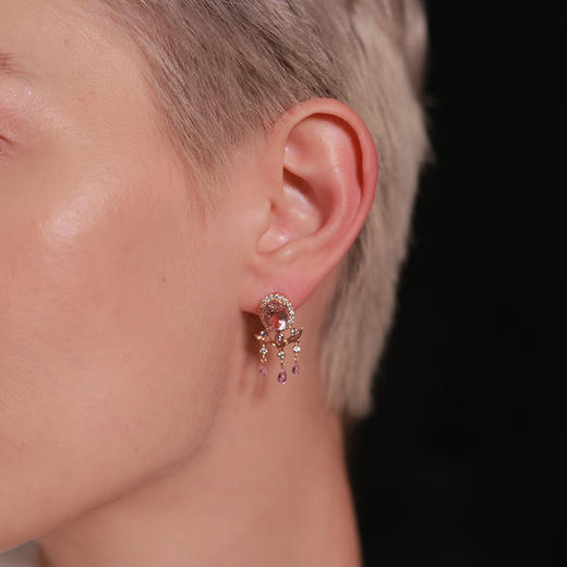 Sugar Morganite方糖摩根石系列 | 克瑞斯麦穗摩根石玫瑰金耳环 商品图1