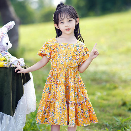 女童碎花泡泡袖连衣裙  DFAK1905 商品图1