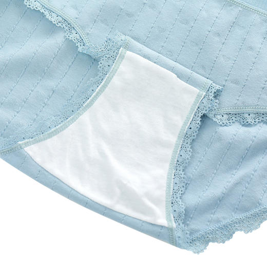 洁丽雅爆款棉质高弹4条装条纹舒适蕾丝性感亲肤三角内裤女 商品图1