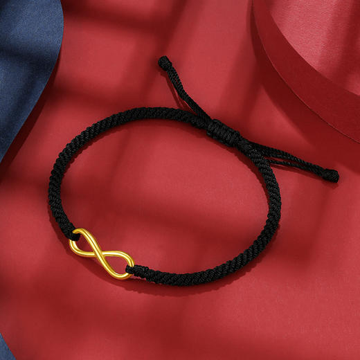 周六福珠宝黄金编织手绳足金定价新款符号手链情侣礼物送爱人 商品图4