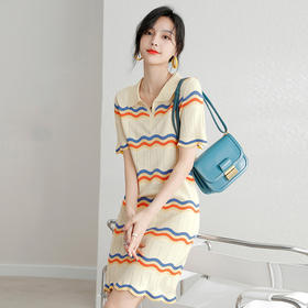 时尚条纹Polo连衣裙,2022年新款夏季设计感小众裙子 YYM6101