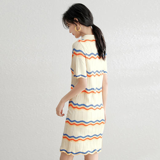 时尚条纹Polo连衣裙,2022年新款夏季设计感小众裙子 YYM6101 商品图4