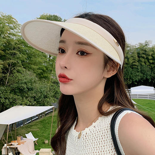 CT-M1703帽子韩国女夏天透气纸布发夹空顶帽大头围适合休闲百搭太阳帽工厂 商品图2
