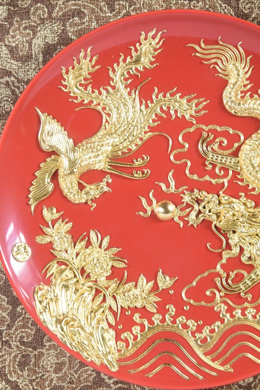 中华老字号牡丹龙凤盘挂件（8英寸红）送礼必备 商品图3