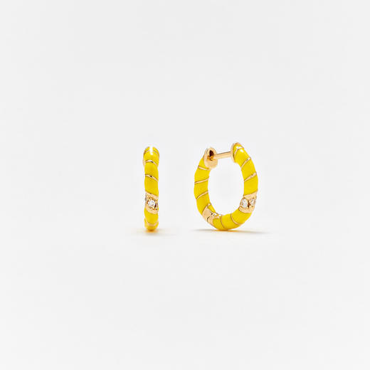 订购10周到｜Yvonne Leon-Les Torsades-9K黄金 珐琅 钻石 麻花 耳环（黄色）［法国设计师］ 商品图0