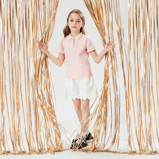 mettekids儿童短袖T恤2022新款女童夏装粉色大童童装洋气时髦上衣 商品图4