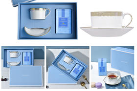 【团购展示】WEDGWOOD玮致活 金色蕾丝杯碟组+原味茶罐礼盒