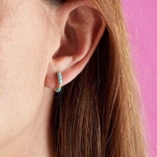 订购10周到｜Yvonne Leon-Les Torsades-9K黄金 珐琅 钻石 麻花 耳环（松石蓝色）［法国设计师］ 商品图1