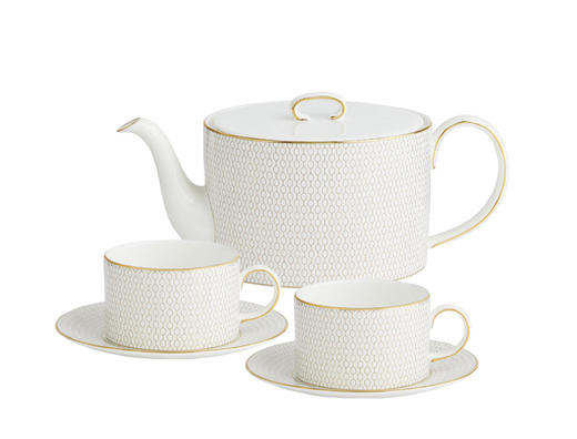 【团购展示】WEDGWOOD玮致活 金色几何一壶两杯两碟套装 商品图0