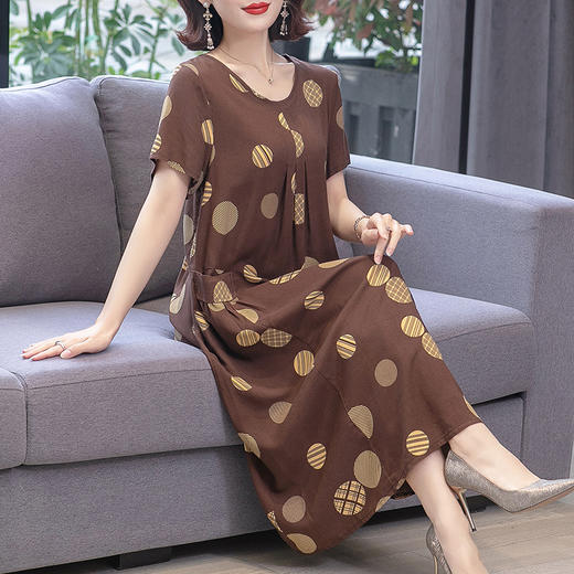 特大码300斤棉绸连衣裙女中长款加肥加大200斤胖妈妈装裙子HS-083 商品图1