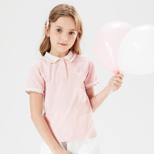 mettekids儿童短袖T恤2022新款女童夏装粉色大童童装洋气时髦上衣 商品图2
