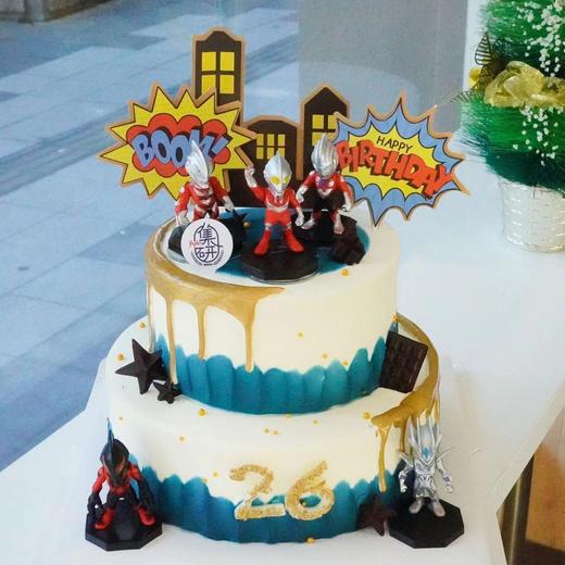 奥特曼超人炫酷款#爆发的小宇宙（蛋糕需提前6小时下单，不接急单）【页面往下拉，有尺寸和口味选择】 商品图1